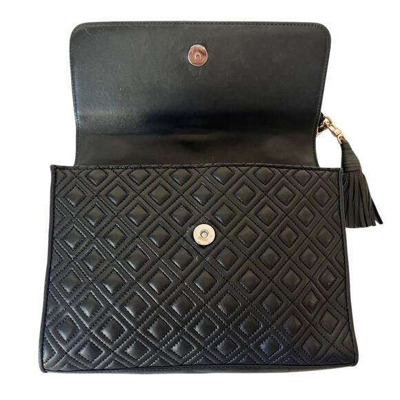 Tory Burch Fleming Leather Convertible Shoulder Bag Crossbody Black Quilted - Picture 5 of 9